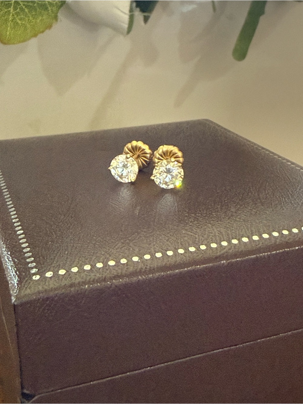 14K Yellow Gold Martini Setting Lab Grown Diamond Earrings - Picture 7 of 13